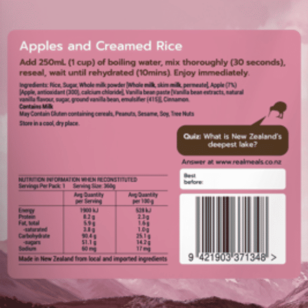 Real Meals Apples and Creamed Rice