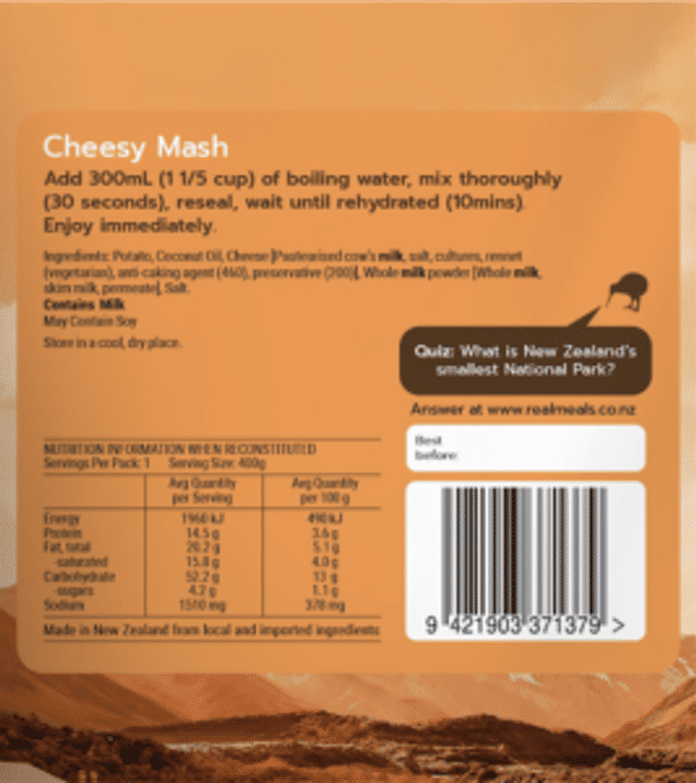 Real Meals Cheesy Mash