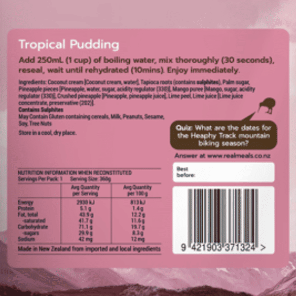 Real Meals Tropical Pudding