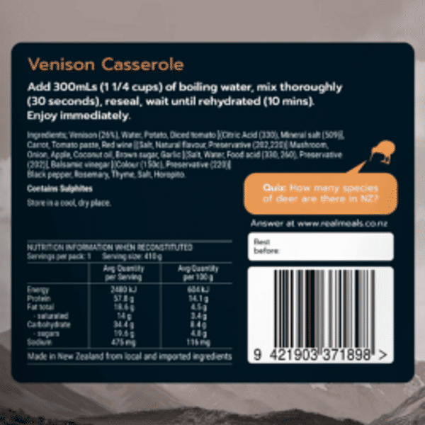 Real Meals Venison Casserole